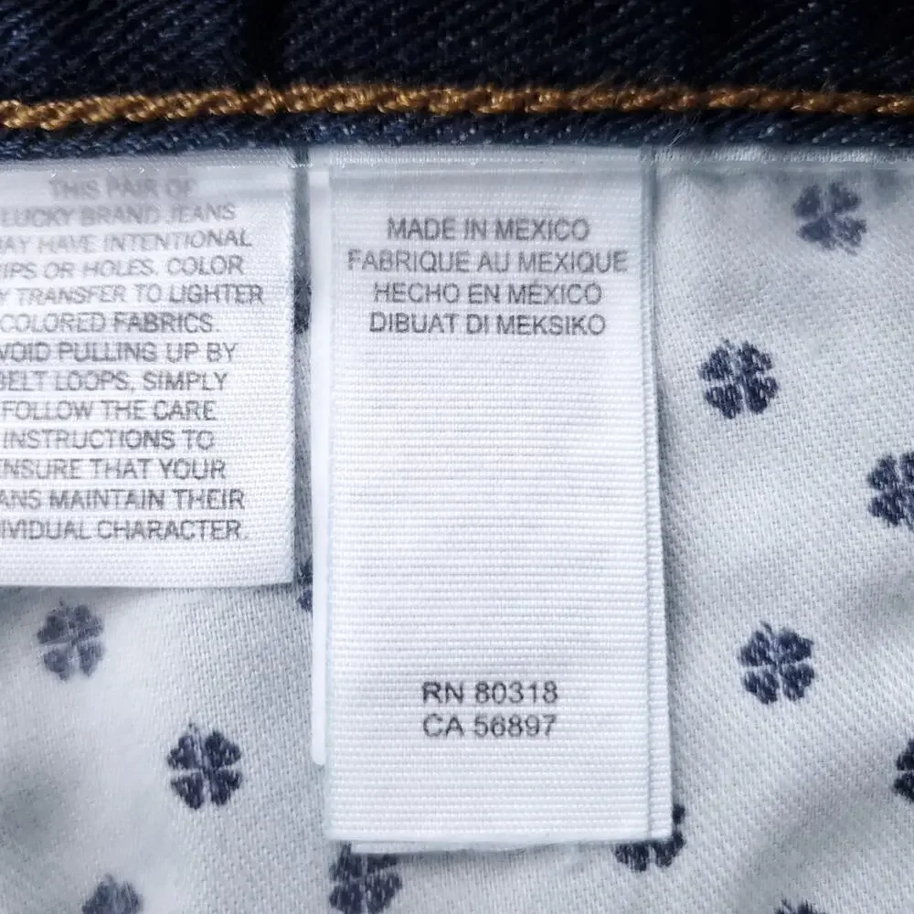 Lucky‎ Brand 221 Straight Jeans Men 34x30 Dark Blue Denim Stretch Distressed